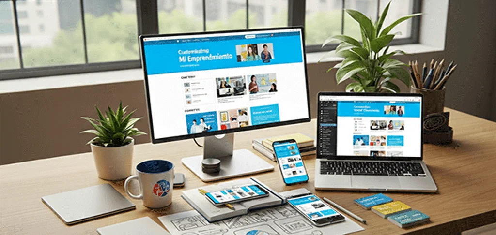 pantallas de portatil, desktop, tablet y móvil , con imagen de diseño web responsivo