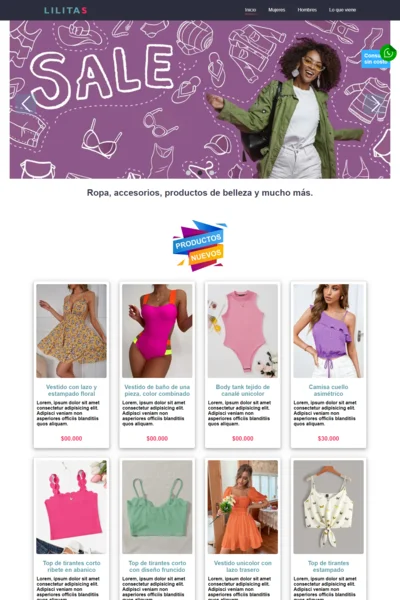 imagen pagina web de tienda de ropa