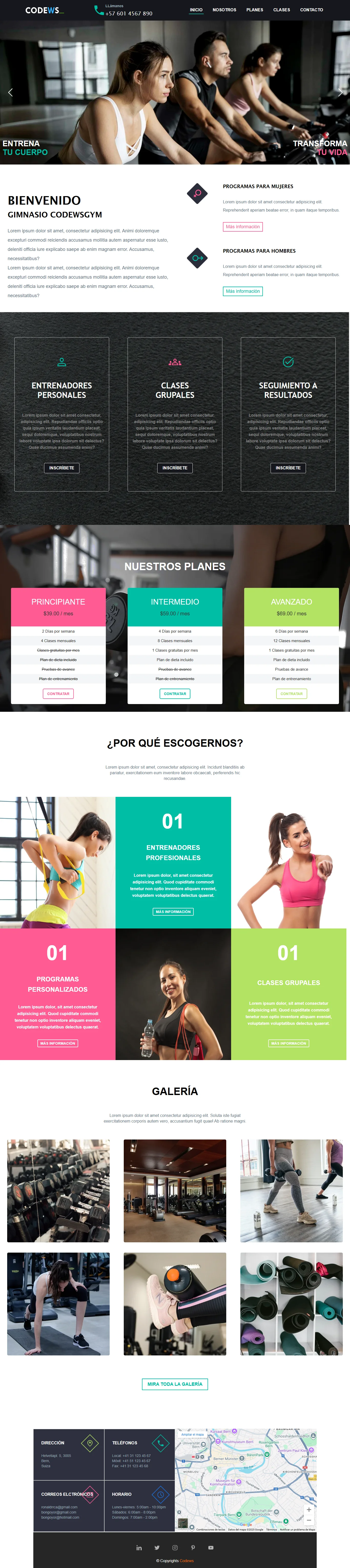 web de gimnasio