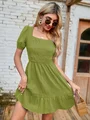 Vestido de manga farol de espalda abierta con lazo